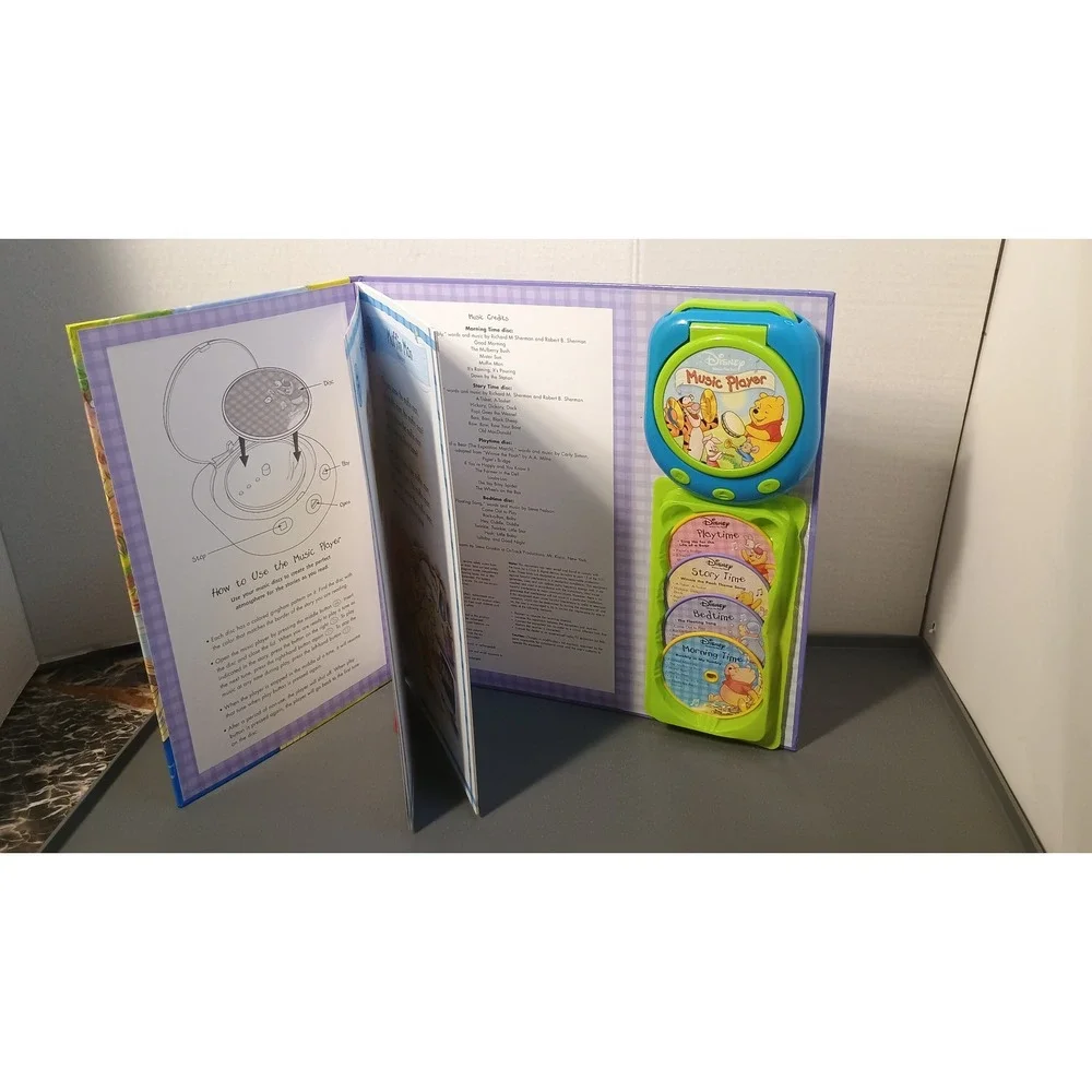 *Rare* Disney Music Player Storybook Kids Multi Winnie the Pooh 28 Tunes 4 Discs